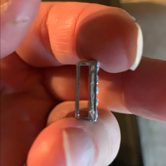 Vintage “E” in Rhinestones Silver Tone Charm - Picture 3 of 4